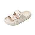 thumbnail image 2 of UDAUDU Womens Mens House Slippers Shower Sandals Comfortable Soft Beach Sole Thick Foam Double Buckle Adjustable Outdoor Shoe Khaki 8.5 Wide, 2 of 4