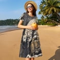 thumbnail image 4 of Disketp Graceful Snow Leopard para Vestido de Manga Corta para Mujeres, Vestidos de Verano para Mujeres, Casual y Holgado para la Playa, 4 of 6