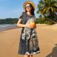 thumbnail image 4 of Fotbe Graceful Snow Leopard Vestido Largo de Moda para Mujer, Vestido Tipo Camiseta con Manga Corta y Estilo Casual a Rayas y Bloques de Color, 4 of 6