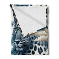 thumbnail image 2 of Ambesonne Leopard Fleece Throw Blanket Eiffel Clouds and Wild Cat 70"x90" Night Blue Rust Eggshell, 2 of 5