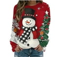 thumbnail image 2 of Craaazy Women's Fashion Christmas Snowman Printed Casual Round Neck Long Sleeve Loose Shirts Gifts, 2 of 4