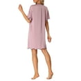 thumbnail image 3 of INSPIRE CHIC Women's Valentines Day Nightshirt Satin Short Sleeve Sleepshirt Button Down Pajama Nightgown S Purple, 3 of 6
