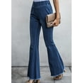 thumbnail image 2 of HOTAPEI Womens Flare Jeans Elastic Waist Bell Bottom Raw Hem Denim Pants Destroyed Jeans, 2 of 5