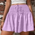 thumbnail image 3 of Casual Shorts for Women Summer Smocked High Waisted Lightweight Wide Leg Flowy Beach Shorts Cover Up, 3 of 7