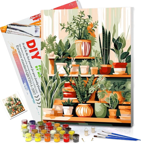 JYLMOOD Paint by Numbers Kit for Adults Beginner with Wooden Frame, Easy DIY Succulents Oil Painting Kits On Canvas for Gift Home Wall Decor 12x16 Inch