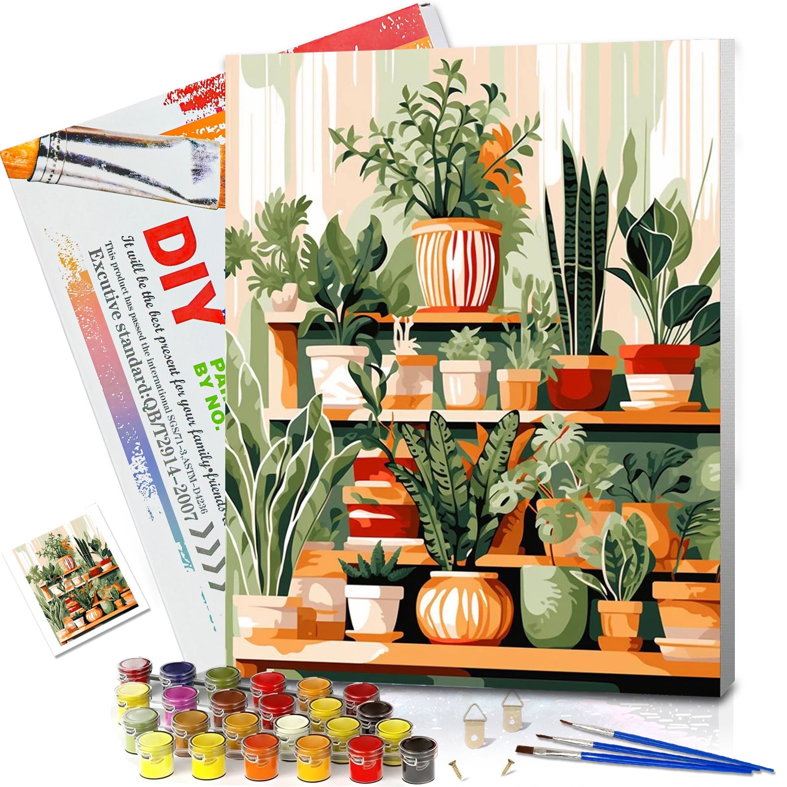 JYLMOOD Paint by Numbers Kit for Adults Beginner with Wooden Frame, Easy DIY Succulents Oil Painting Kits On Canvas for Gift Home Wall Decor 12x16 Inch