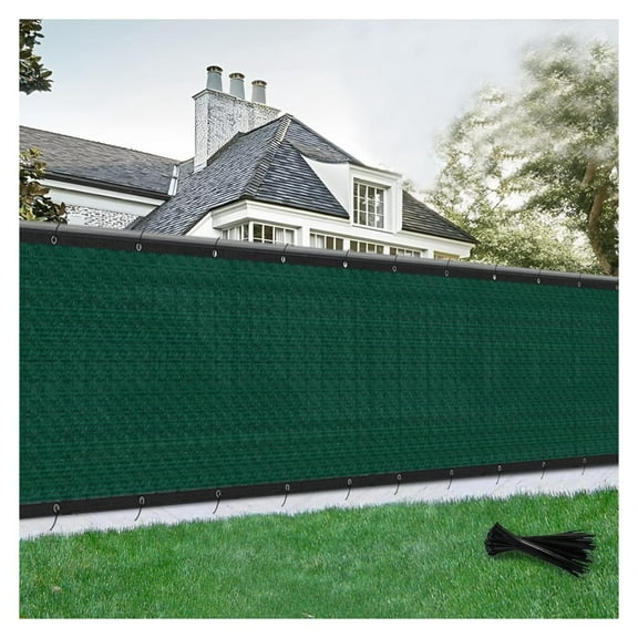 Privacy Fence Screen 5' x 20' Heavy Duty Mesh Fence Net Cover with Grommets for Patio Porch Pool Backyard Outdoor Chain Fence, Dark Green (Customized) 5'x20' Custom Size