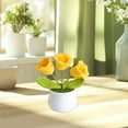 thumbnail image 6 of Hand Crocheted Lily of the Valley Potted Greenery Artificial Flowers for Home Desk Decor 1-Pack, 6 of 6