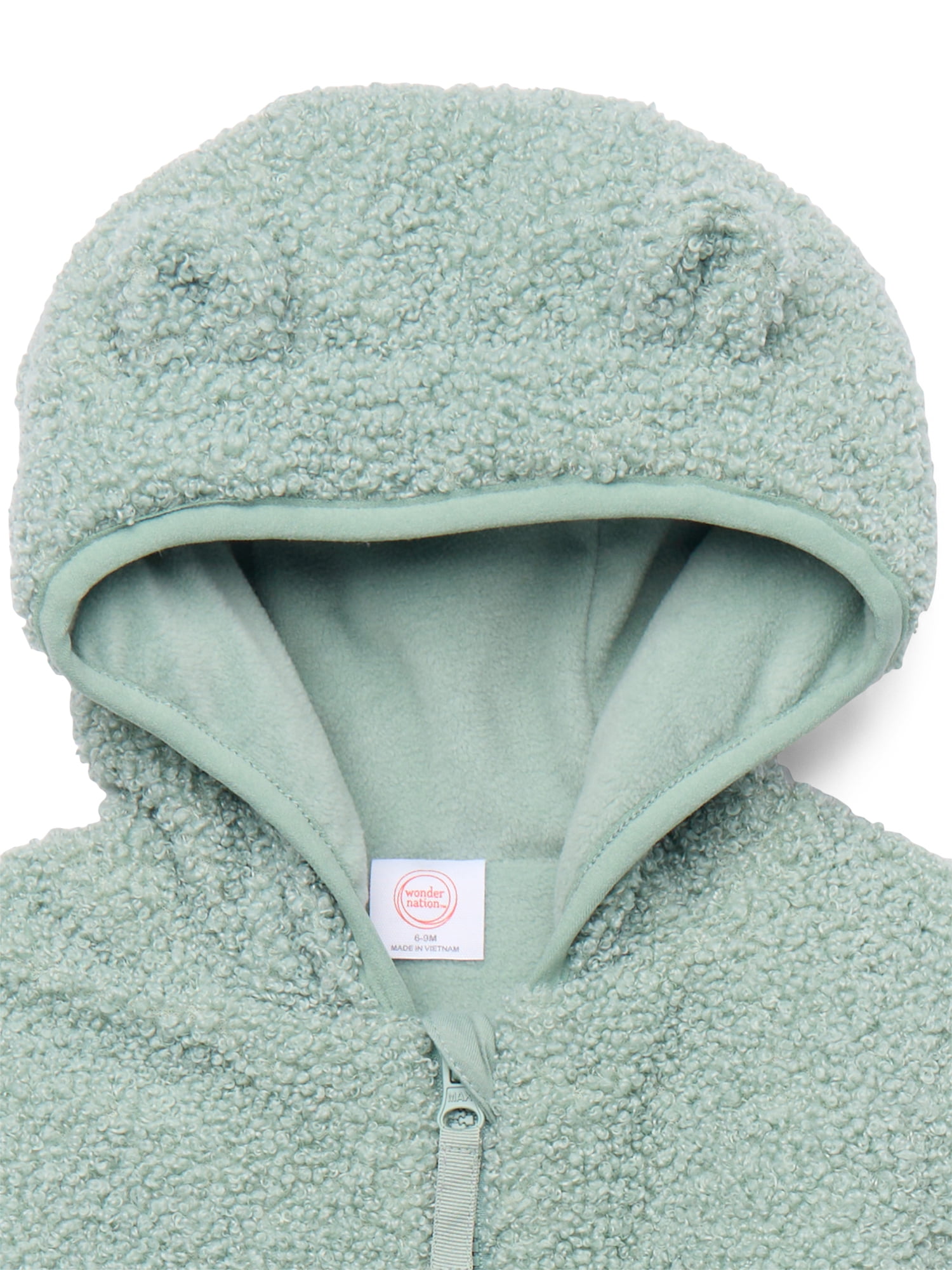 Wonder Nation Baby Teddy Fleece Pram with Hood, Sizes 0M-9M