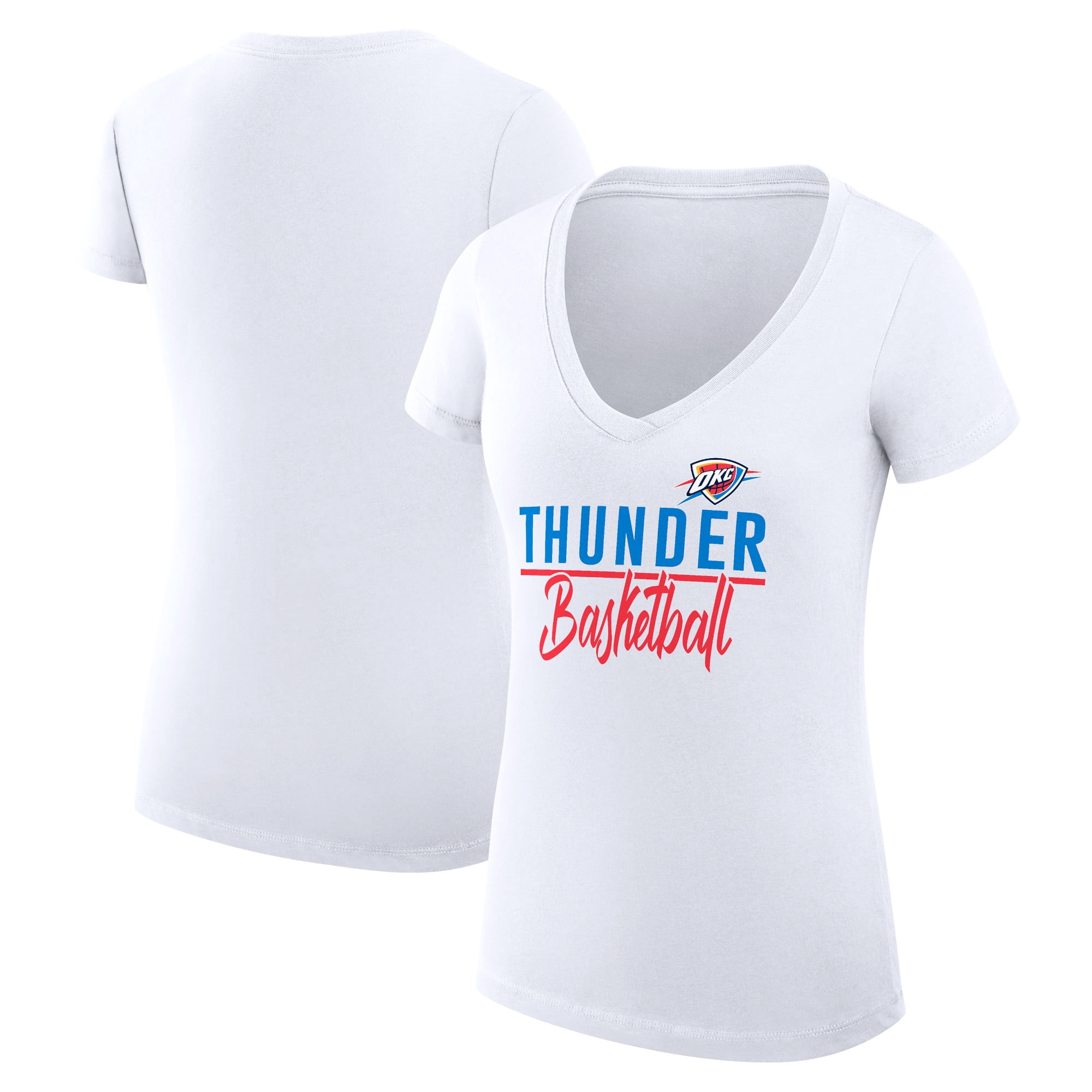 Women's G-III 4Her by Carl Banks White Oklahoma City Thunder Super-Slim Fit Lightweight Team Sport V-Neck T-Shirt