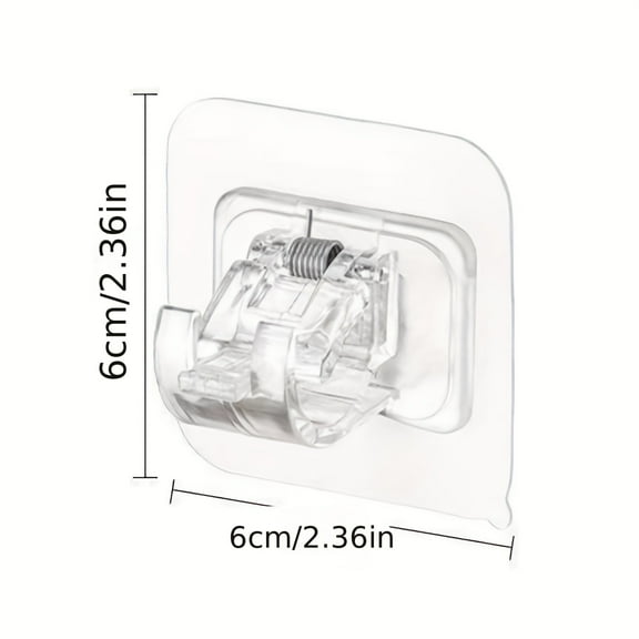 8-Pack No-Drill Curtain Rod Holders – Clear Self-Adhesive Brackets & Hooks for Nail-Free Hanging in Dorms, Apartments, Bathrooms & Kitchens