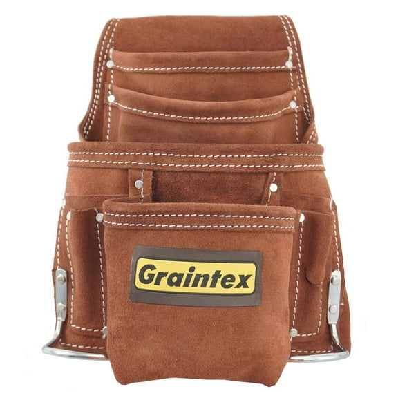 Graintex SS2970 Suede 10-Pocket Leather Nail And Tool Pouch