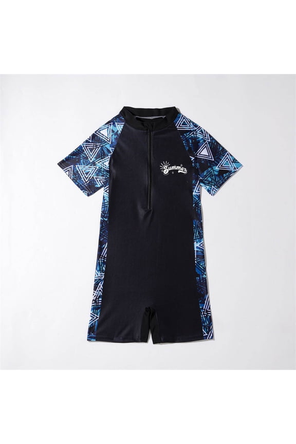 Mikilon Boys and Girls Short Sleeve One Piece Rash Guard Swimsuit Water Sport UPF 50+ Sun Protection Bathing Suits (3-14 Years)