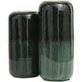 thumbnail image 5 of DecMode 13, 11"H Abstract Colorblock Green Metal Vase with Paint Streak Designs and Gold Accents, Set of 2, 5 of 7