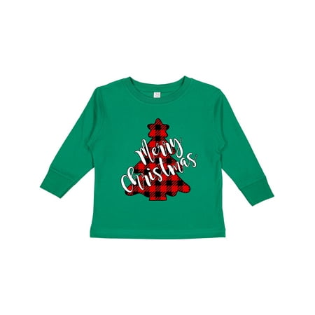 

Inktastic Red Buffalo Plaid Christmas Tree Gift Toddler Boy or Toddler Girl Long Sleeve T-Shirt