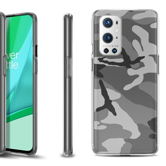 Slim-Fit Flexible TPU Gel Phone Case Compatible with OnePlus 9 PRO 5G, by OneToughShield ® - Camo B/W
