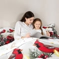 thumbnail image 4 of Feelyou Kawaii Red Bowknot Twin Bedding Sets 7-Piece for Kids, Christmas Robin Bird Bedding Comforter Set, Happy New Year Reversible Sheet Sets, Breathable Home Decor, 4 of 7