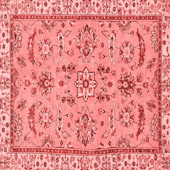 Ahgly Company Machine Washable Indoor Square Oriental Red Traditional Area Rugs, 8' Square