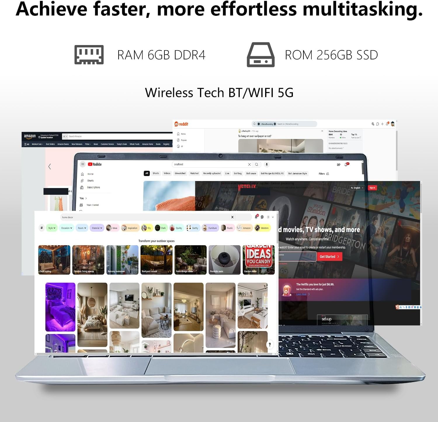 Windows 11 Laptop Computer 14.1 Inch Laptop Notebook PC Portable Traditional Laptop with 4GB DDR4 256GB SSD 2.4/5G WiFi BT4.0 HDMI USB 3.0, Large Battery Capacity