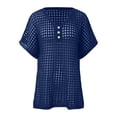 thumbnail image 5 of Womens T-Shirts Sexy Hollow Out Short Sleeve Summer Casual Knit Top Beach Cover Ups Blouse Crew Neck Solid Color Tee Vacation Outfits Fashion Clothing Women Clothes, 5 of 6