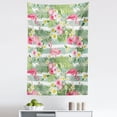 thumbnail image 1 of Flamingo Tapestry, Flamingos with Exotic Hawaiian Leaves Flowers on Striped Vintage Background, Fabric Wall Hanging Decor for Bedroom Living Room Dorm, 5 Sizes, Green Pink White, by Ambesonne, 1 of 1