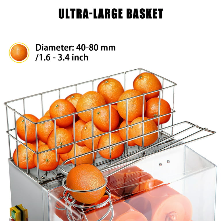 VEVOR Commercial Juicer Machine with a Water Tap Orange Juice Machine with  Pull-Out Filter Box Commercial Orange Juicer 25-35 Oranges Per Minute,  Commercial Orange Squeezer with Acrylic Cover, 120W 