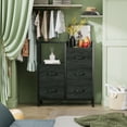 thumbnail image 6 of Satifur Nightstand for Bedroom, 3 Tier Wide Dresser with 5 Fabric Drawers, Wood Top and Metal Frame, Black Oak, 6 of 9