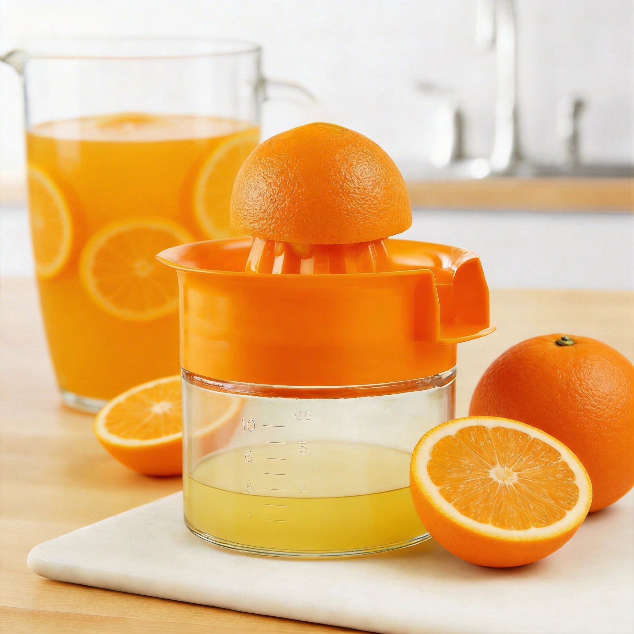 Mainstays 10 Ounce Top Glass and Plastic Citrus Juicer Orange