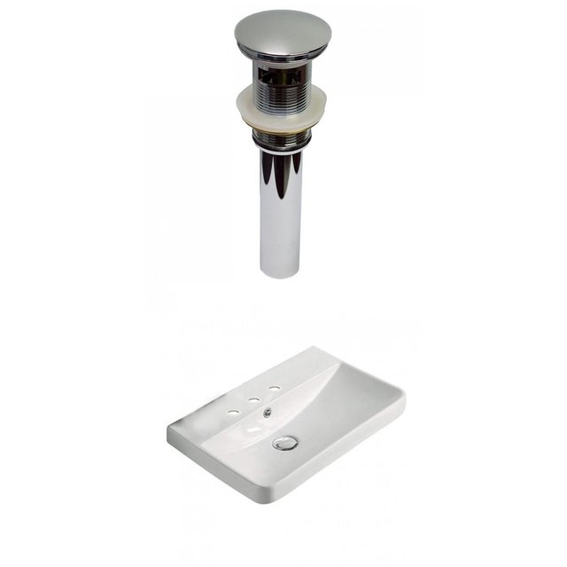 American Imaginations 19.88-in. W 3H8-in. Ceramic Top Set In White Color - Overflow Drain Incl. AI-30604
