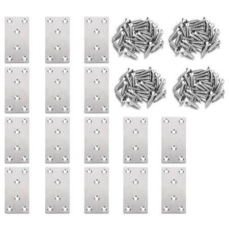 

16PCS Flat Bracket Stainless Steel Straight Fixing Repair Board Straight Bracket Repair Board is Suitable for Furniture
