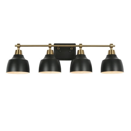 

LNC 4-Light Black and Gold Round Modern/Contemporary Bathroom Vanity Lighting Fixutre 29 Lx8.5 Hx7 D