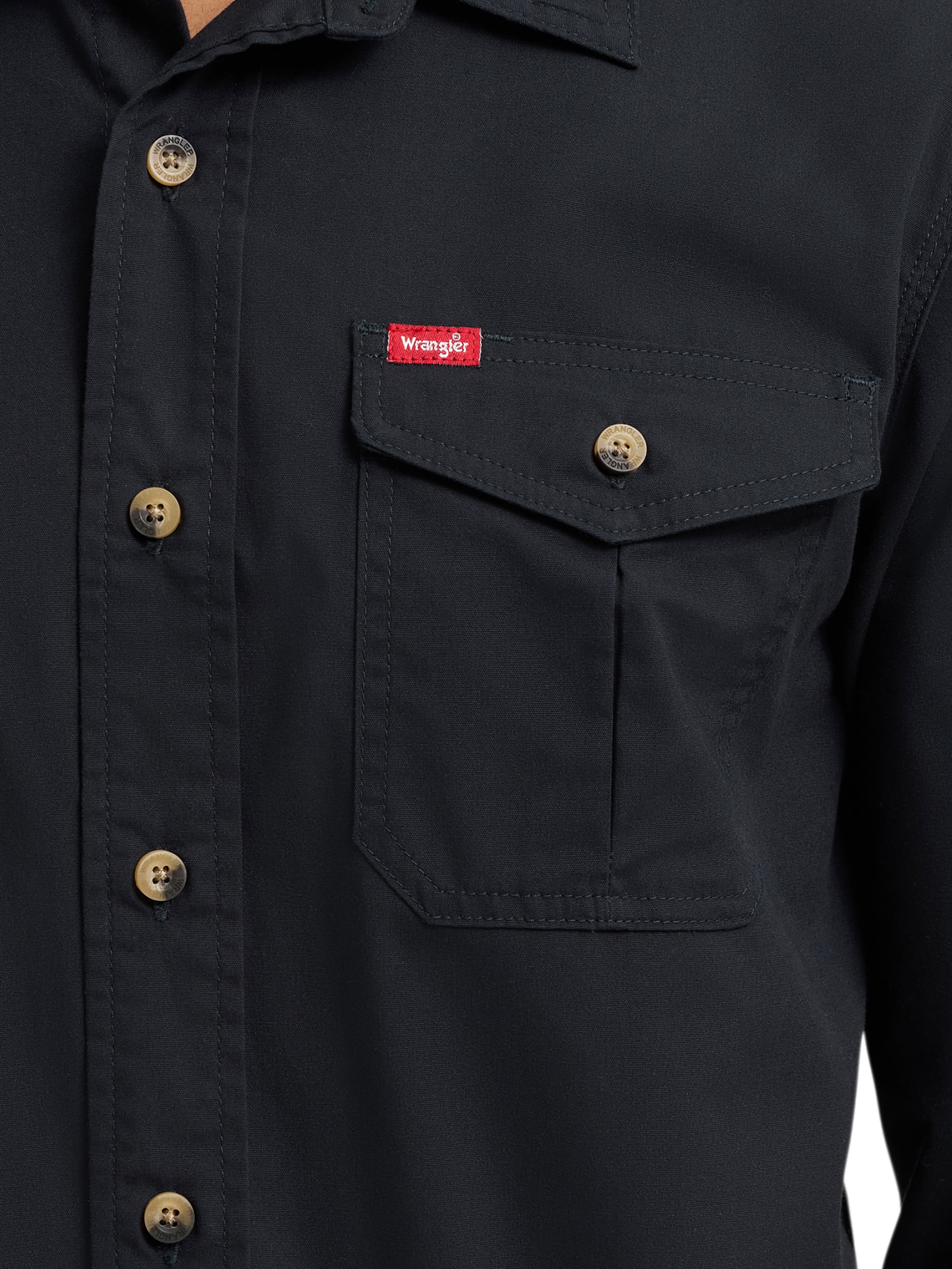 Wrangler® Men's and Big Men's Relaxed Fit Long Sleeve Woven Shirt, S-5XL