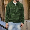 thumbnail image 4 of Momasggi Tactical Hoodies for Men Full Zip Long Sleeve Hooded Sweatshirt Causal Workout Cargo Hoodie Sport Outdoor Winter Jacket with Pockets Army Green L, 4 of 5