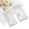 thumbnail image 5 of Unique Bargains 1 Pair Sunblock Fingerless Gloves Floral Half Finger Sun Block Driving Gloves for Women White, 5 of 5
