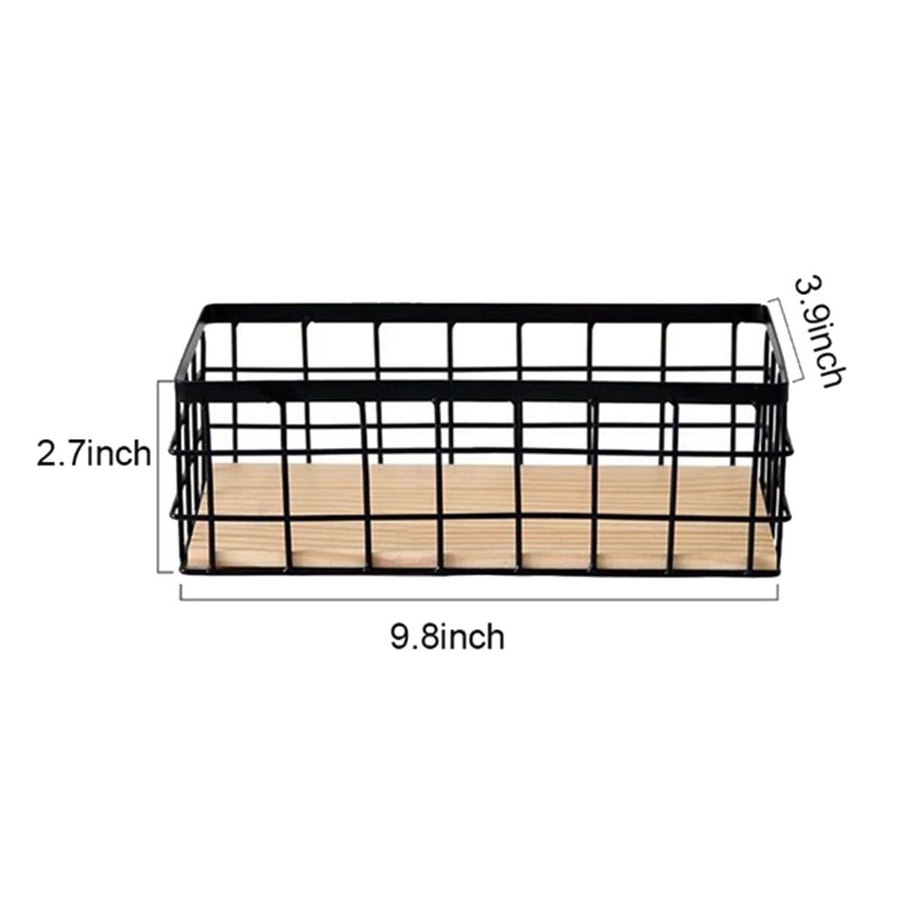 Trjgtas Iron Storage Baskets, Set of 2, Black