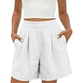 thumbnail image 6 of Atogsazn Womens Summer High Waisted Shorts Casual Dessy Pleated Cotton Linen Jogger Shorts Beach Pants White S Fashion, 6 of 9