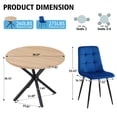 thumbnail image 6 of 5 Piece Round Dining Table Chairs Set for 4 - Mid-Century Modern Oak Kitchen Table with 4 Blue Velvet Chairs, Coffee Table & Chair with Black Metal Legs for Dining Living Room, Apartment, 6 of 7
