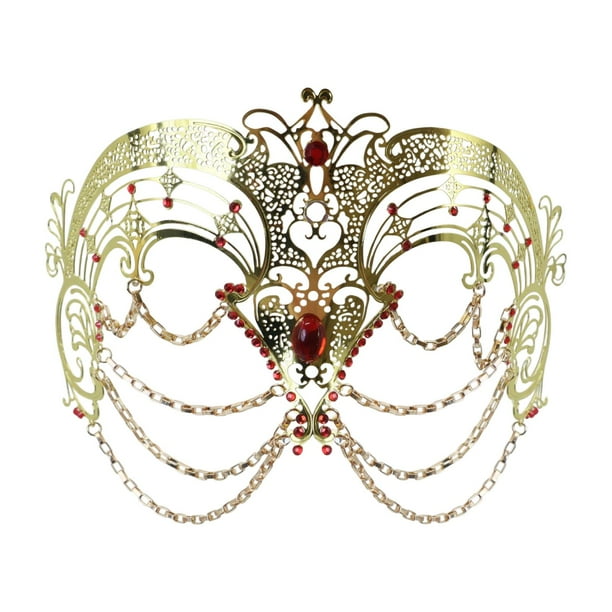 Máscara de mascarada con cubierta facial de metal para mujeres, elegante máscara de ojos para cosplay Oro