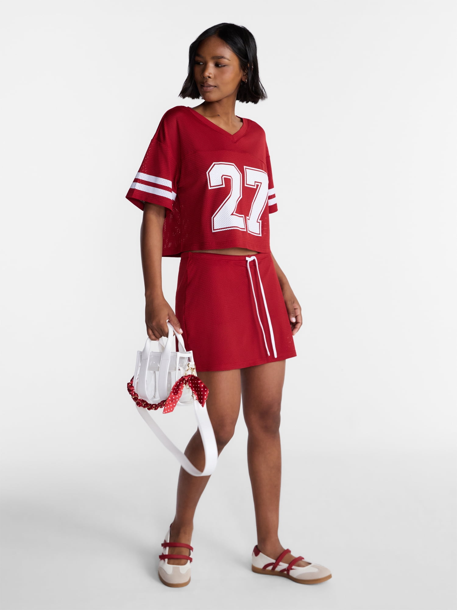 No Boundaries Jersey Top and Skort Set, 2-Piece, Women's XXS-4X