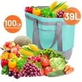 thumbnail image 5 of Blue Insulated Reusable Tote Bag for Grocery Shopping for Women/Men, Pizza/Food Delivery Bag to Keep Food Cold/Doordash/Grubub, Cooler Bags for Travel/Beach/Picnic, 5 of 13