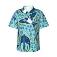 thumbnail image 2 of Xecao Flying Swallows print Hawaiian shirt - a stylish short-sleeve button-down for men, perfect for casual beach and tropical outings., 2 of 9
