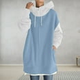 thumbnail image 4 of fartey Womens Casual Oversized Patchwork Hoodies Loose Fleece Liner Zip Up Long Hooded Sweatshirt With Pockets Long Sleeves Sweatshirts, 4 of 7