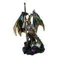 thumbnail image 2 of Large Green Jade Armored Dragon With Space Orb And Excalibur Sword Statue 16.5"H, 2 of 10