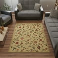 thumbnail image 2 of Ottomanson Floral Area Rug 5' x 6'6" - Non Slip Low Pile Carpet, Beige, 2 of 8