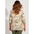 thumbnail image 2 of Roaman's Women's Plus Size Three-Quarter Sleeve Notch Neck Soft Knit Tunic, 2 of 6
