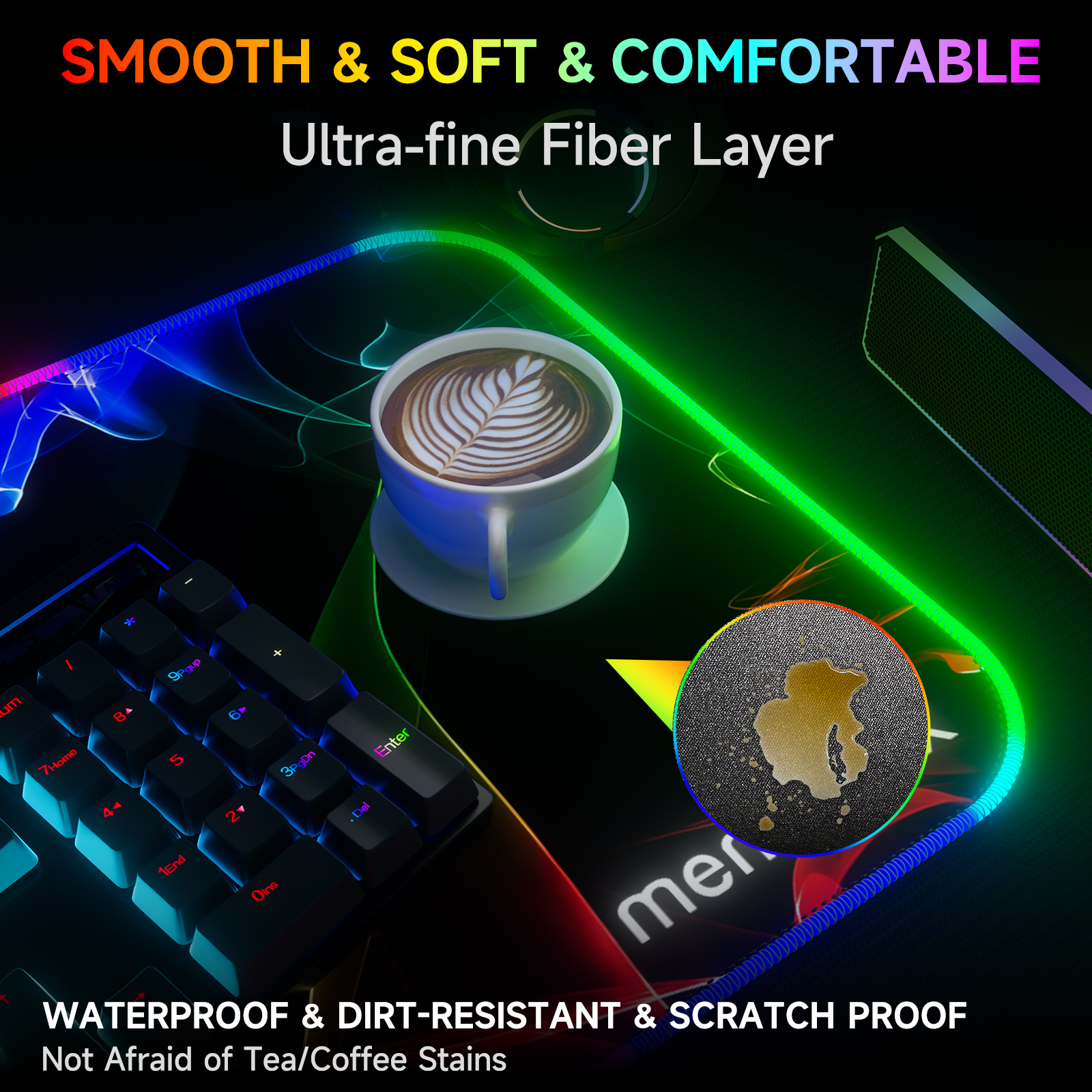 Memzuoix LED RGB Gaming Mouse Pad 31.5x11.8 photo 5