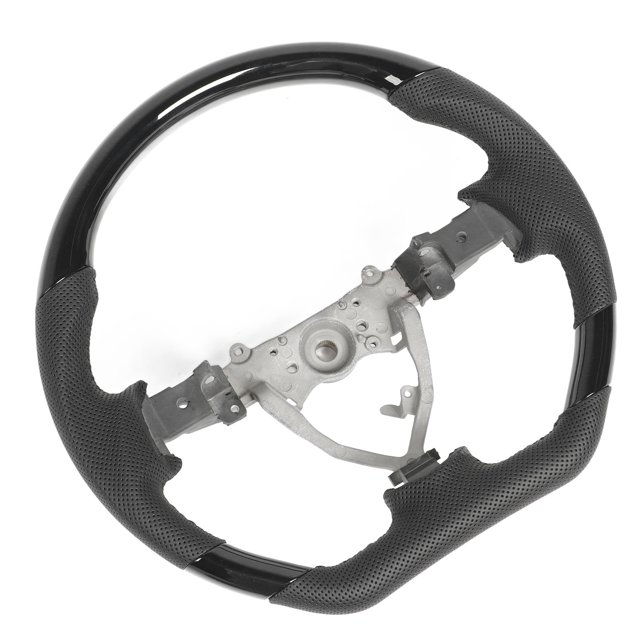 Fundas Para Volante En Forma De D, Accesorios Interiores Universales De 15 Pulgadas Con Parte Inferior Plana Para Automóvil, Cuero Genuino Negro Con Mayor Agarre