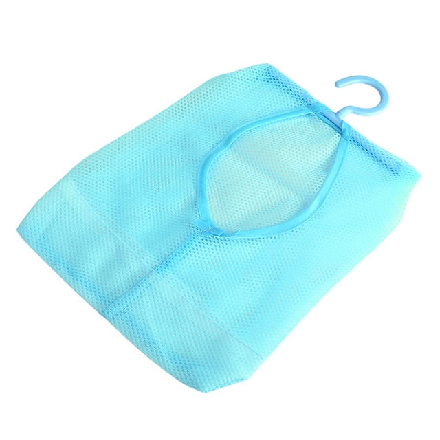 Bolsa de almacenaje de malla colgante multiusos para calcetines, medias, sujetador, ropa interior, baño, azul