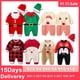 thumbnail image 3 of Disfraces de Navidad, ropa para bebés y niños, Cosplay para niñas, elfo verde, Papá Noel, Pelele de algodón de manga larga para niños y niñas + conjunto de sombrero, traje de Navidad, 3 of 4