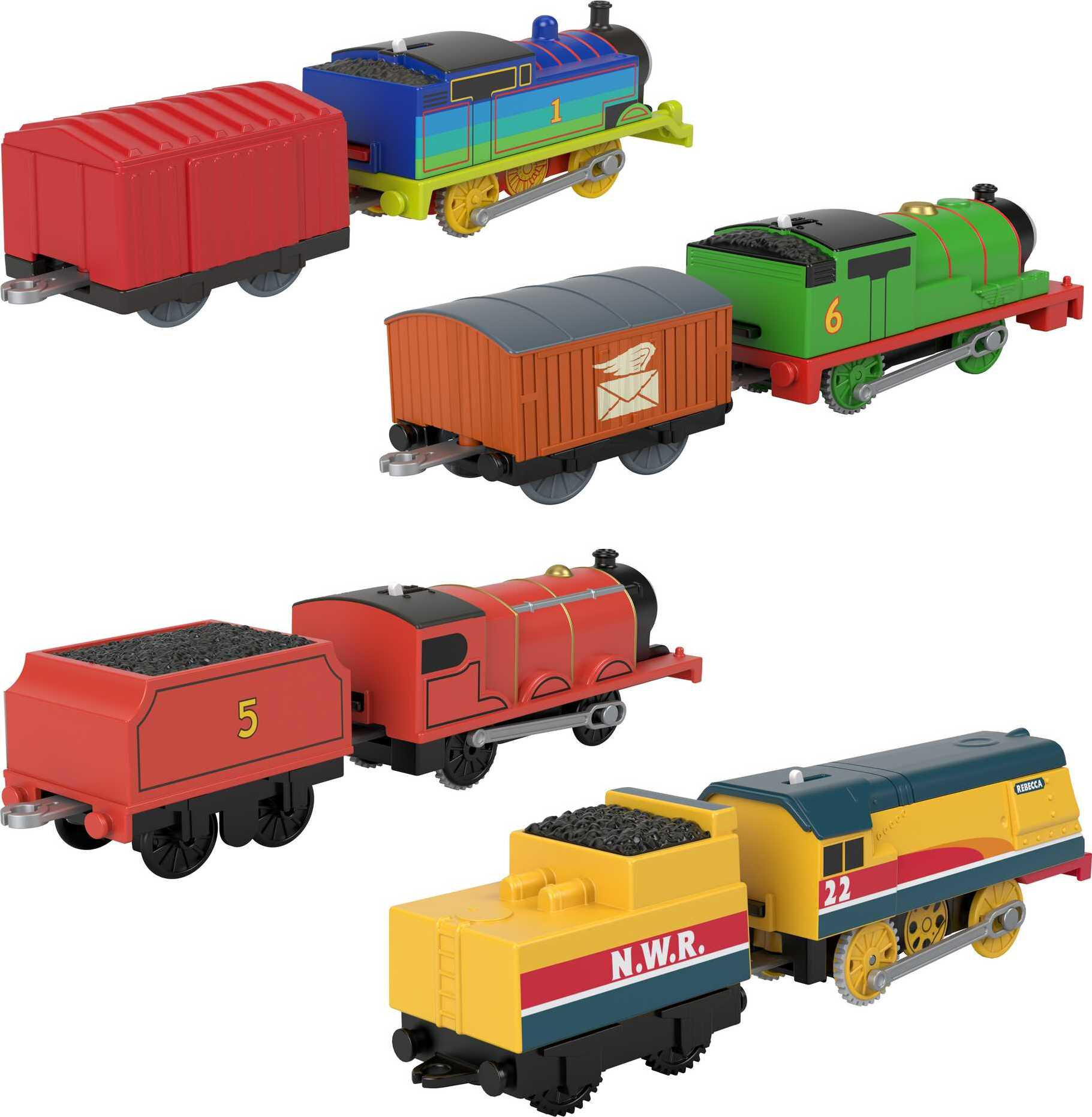 Thomas & Friends Thomas, Percy, James & Rebecca Motorized Toy Train Play Vehicle Pack, 4 Engines - image 5 of 6